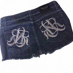 Rock & Republic dark blue demin jean short Shorts Size 27‎ women’s flayed *